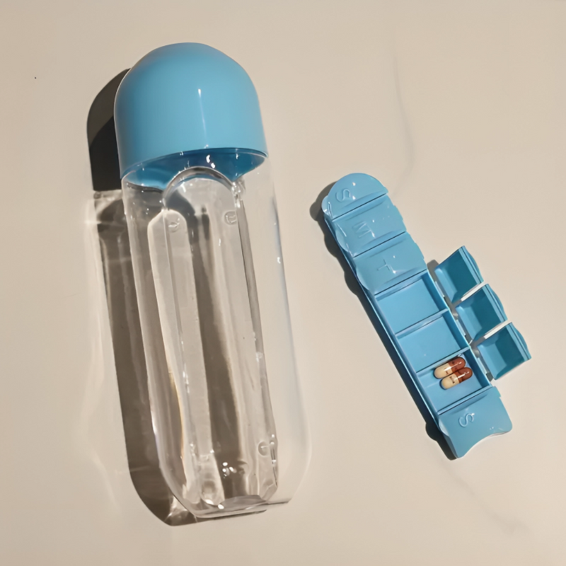 2-in-1 Water Bottle With Pill Box